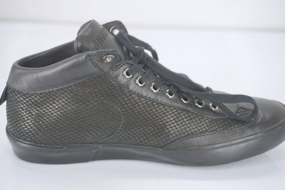 Jimmy Choo Varley Lace Up Black High Top Sneakers Shoe SZ 42 12 Wide New